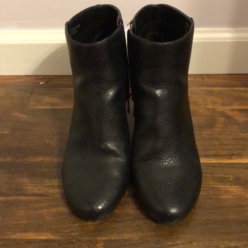Black leather booties